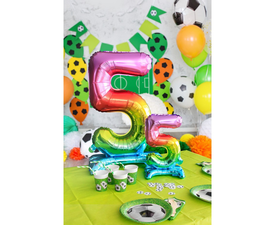 B&C standing foil balloon Digit 5, rainbow colour, 74 cm